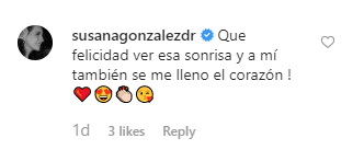 “Qué felicidad ver esa sonrisa. A mí también se me llenó el corazón”, escribió.