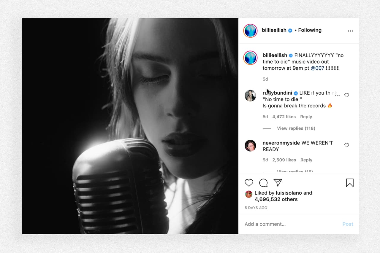 <b>Los ‘influencers’.</b> La cantidad de seguidores que tiene un usuario y el número de reacciones que generan sus posts se han convertido en las herramientas para conocer su capacidad de influir en la red. Según el portal
<a href="https://www.heepsy.com/ranking/top-instagram-influencers-in-united-states"> <u>Heepsy</u></a>, la número uno en este ranking es
<a href="https://www.heepsy.com/ranking/top-instagram-influencers-in-united-states"> <u>la cantante estadounidense Billie Elish</u></a>. Tiene 67 millones de seguidores y un promedio de 7.4 millones de corazones por cada publicación. La siguen la cantante Arianna Grande y la modelo Gigi Hadid.