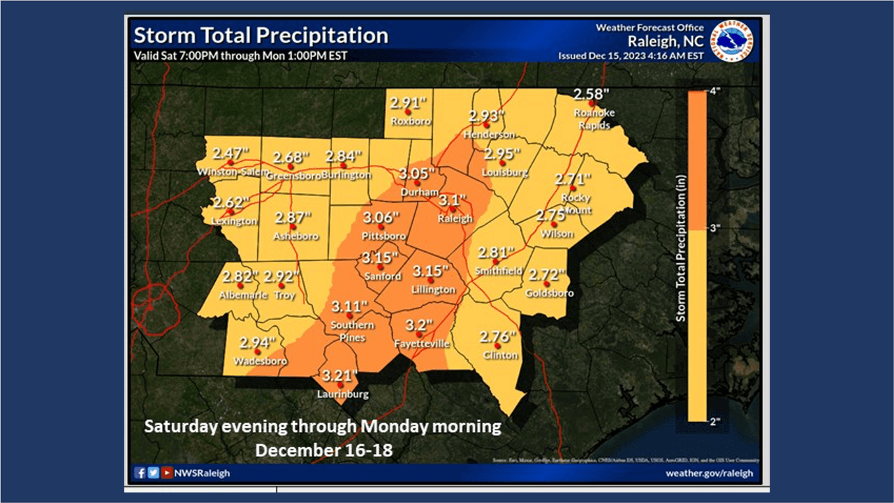<b>Pronóstico de lluvias:</b> Estos son las posibles acumulados de lluvia que se esperan en las diversas ciudades del estado a partir del sábado a las 7:00 p.m. y hasta el lunes a la 1:00 p.m.