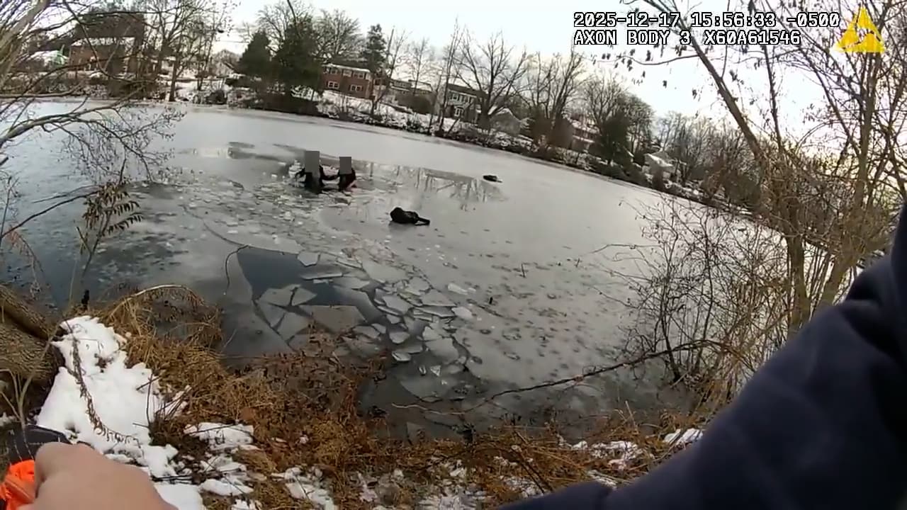 Rescatan a tres niños tras caer en un lago congelado en Nueva Jersey