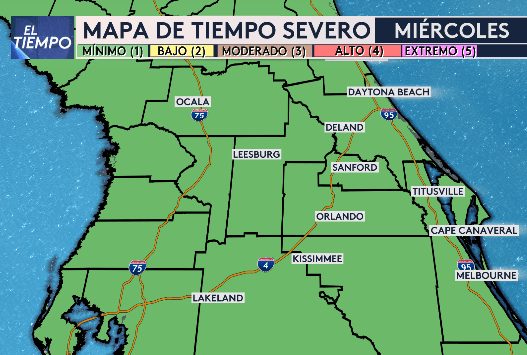Estamos bajo riesgo de tiempo severo nivel mínimo en toda la Florida Central. A continuación las horas claves que muestra el radar.