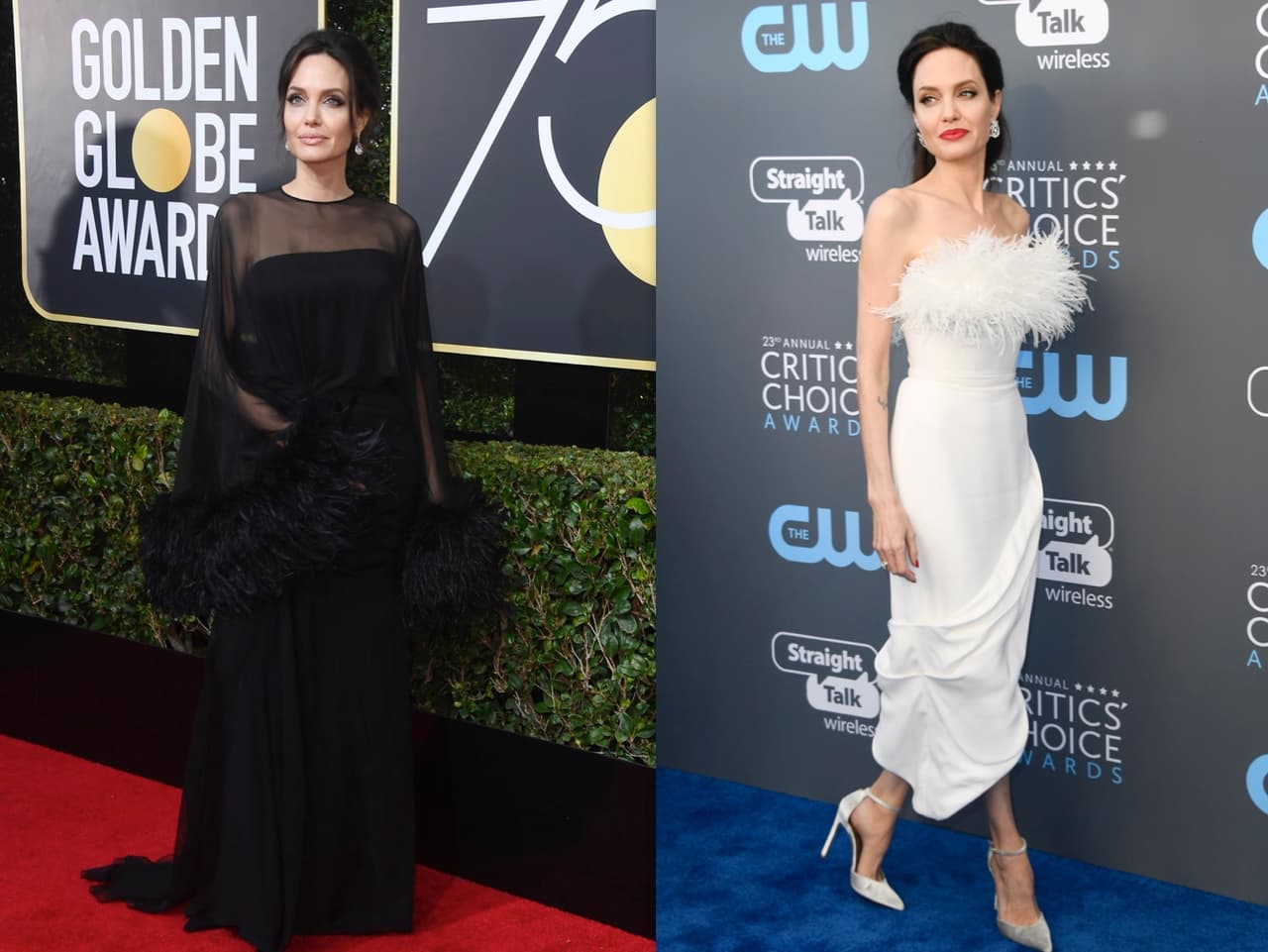 Angelina Jolie fue una de las que más llamó la atención en la alfombra azul de los Critics' Choice. En vez de negro, la expareja de Brad Pitt optó por un vestido blanco de la casa Ralph & Russo.