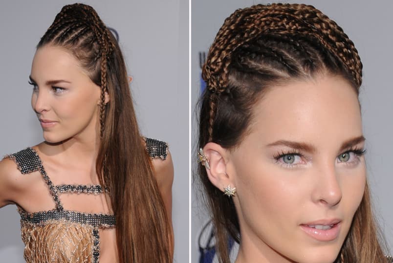 Otra que le apostó por las trenzas fue Belinda, que parece que hizo una corona con la parte alta de su cabello y en la otra mitad lo dejó suelto y súper lacio.