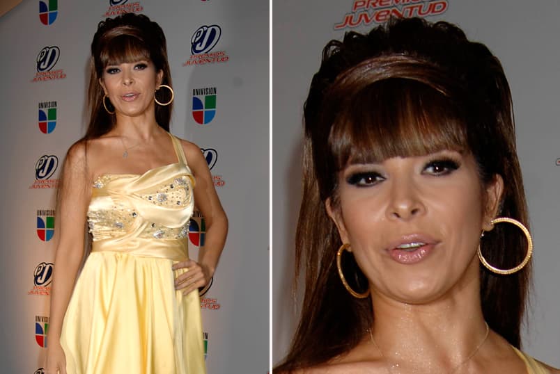 Años atrás ya Gloria Trevi había experimentado con este tipo de peinado donde juega con lo lacio y lo recogido en una trenza.