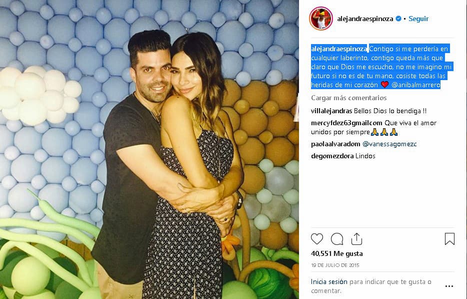 <b><a href="https://www.instagram.com/alejandraespinoza/" target="_blank">Alejandra Espinoza utiliza sus redes sociales</a></b> para enviar románticos mensajes al amor de su vida y compartir con sus seguidores algunos de sus más bellos momentos en familia.