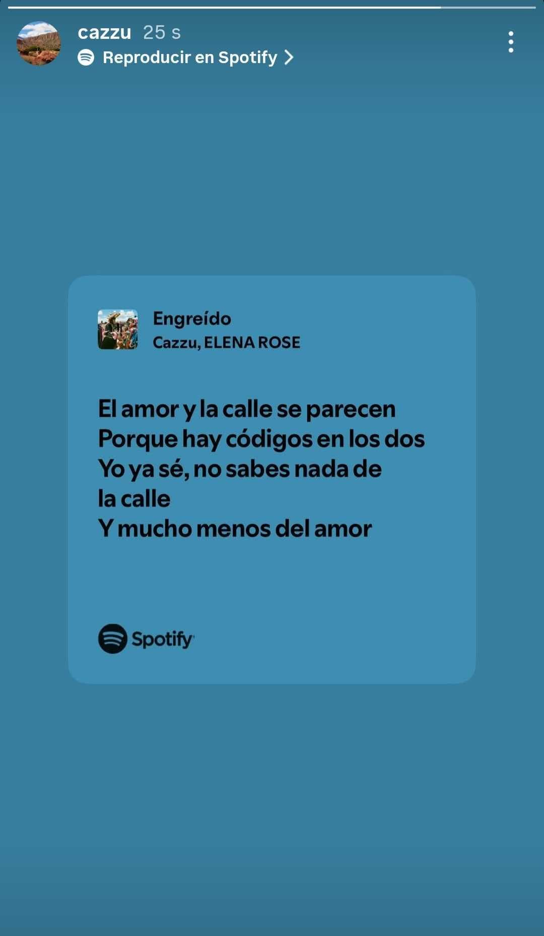 Cazzu publicó esta Historia en Instagram a horas de que Christian Nodal hablara de su relación y separación.
