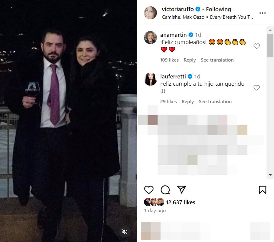 Victoria Ruffo felicitó a su hijo José Eduardo Derbez en redes sociales.