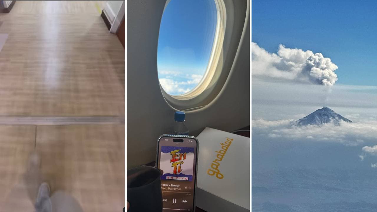 Thalía dejó ver que caminó por un pasillo que parecería de hospital; se aprecia la caja de un restaurante de la Ciudad de México y también el Volcán Popocatépetl.