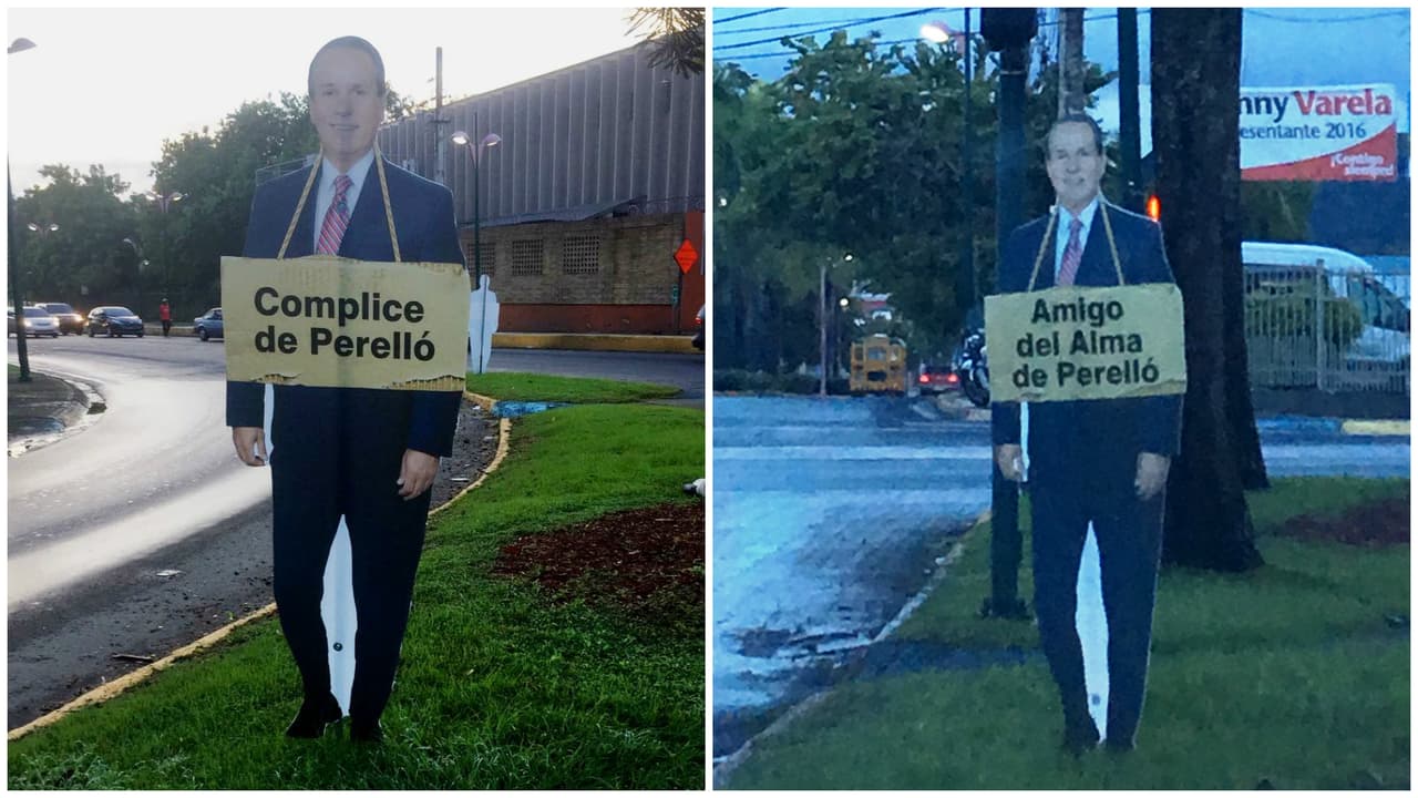 Caguas amaneció 'decorado' con figuras de cartón de políticos del PPD