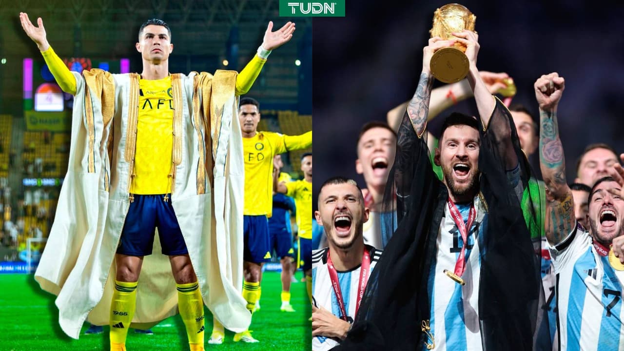 Cristiano Ronaldo recibe bisht en Arabia Saudita, similar al vistió Messi al ganar el Mundial en Qatar