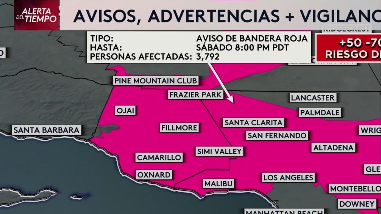 Pronóstico del tiempo en Los Ángeles: Alerta por vientos intensos y cuatro incendios activos