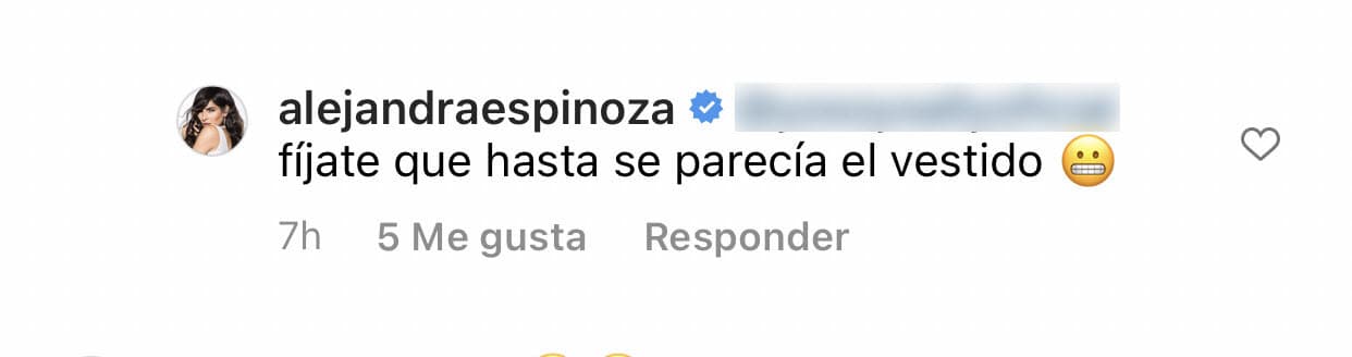 La respuesta de Alejandra Espinoza fue un devenir de su memoria: "Fíjate que 
<b>hasta se parecía el vestido</b>". 
<br>