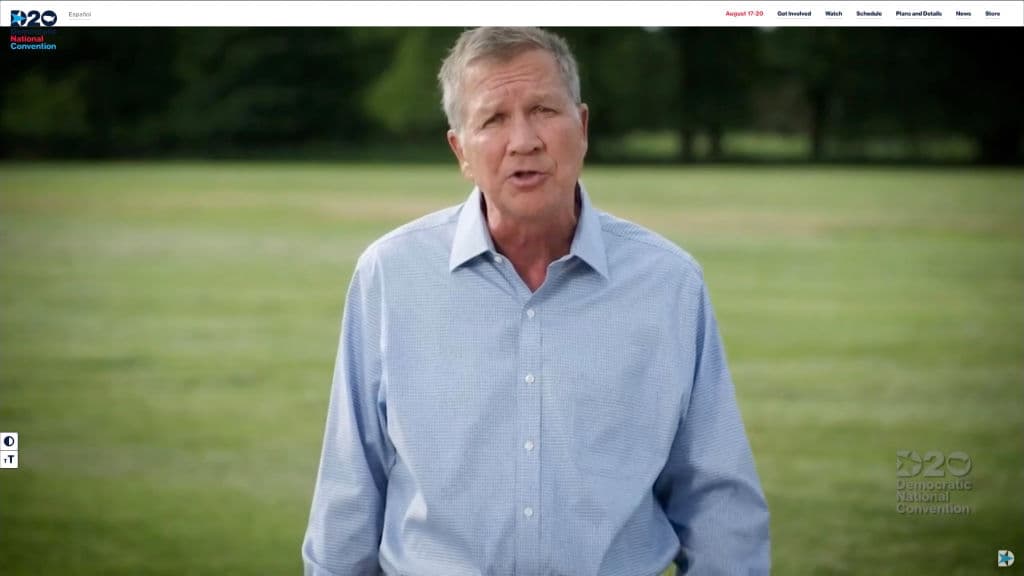 El exgobernador republicano de Ohio 
<b><a href="https://www.univision.com/noticias/elecciones-en-eeuu-2020/por-que-el-republicano-john-kasich-republicano-hablara-en-la-convencion-democrata">John Kasich</a></b> habló en la reunión demócrata y dio su apoyo a Biden. 
<b>"He sido republicano toda la vida, pero ese vínculo es secundario ante mi responsabilidad con mi país. Es por eso que he decidido participar en esta Convención (demócrata). En tiempos normales, algo así probablemente nunca ocurriría, pero estos no son tiempos normales",</b> dijo.