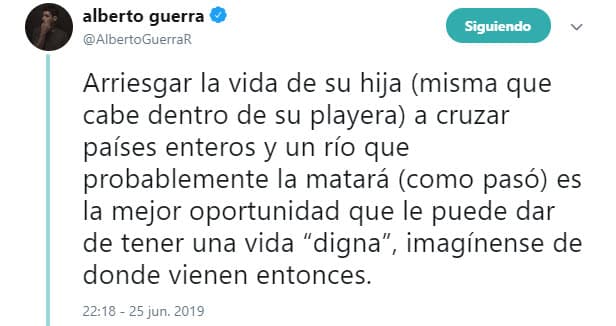 Guerra se sensibilizó con el acontecimiento, pues conoce el amor de ser padre.