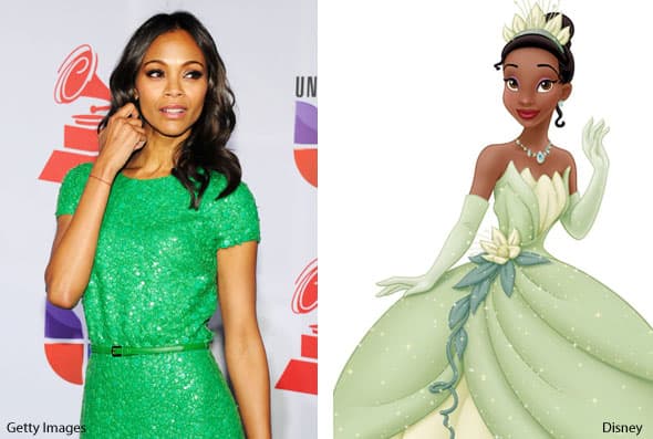 Zoe Saldana nos recordó con ese vestido a la princesa Tiana.