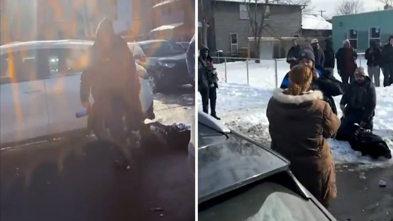 Agente de ICE arrastra a una mujer para detenerla en medio de tenso enfrentamiento con la comunidad