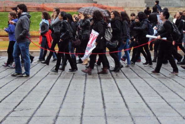 Algunos prefirieron ir agrupados para evitar señalamientos en caso de disturbios.