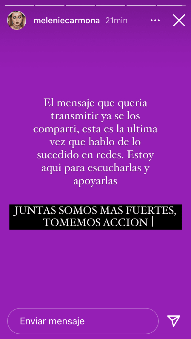 Además, dijo que será la primera y última vez que aclara la situación y reiteró su apoyo a quienes han experimentado abuso sexual como ella.
<br>