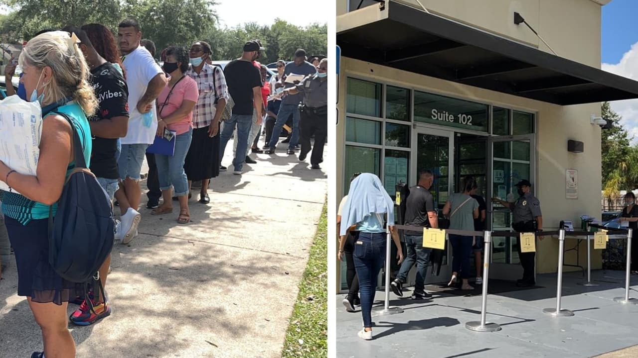 Decenas de personas madrugan esperando ser atendidos en las afueras del Seguro Social en Orlando