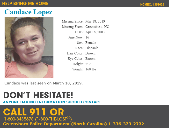 Niños y Adolescentes hispanos extraviados en Carolina del Norte