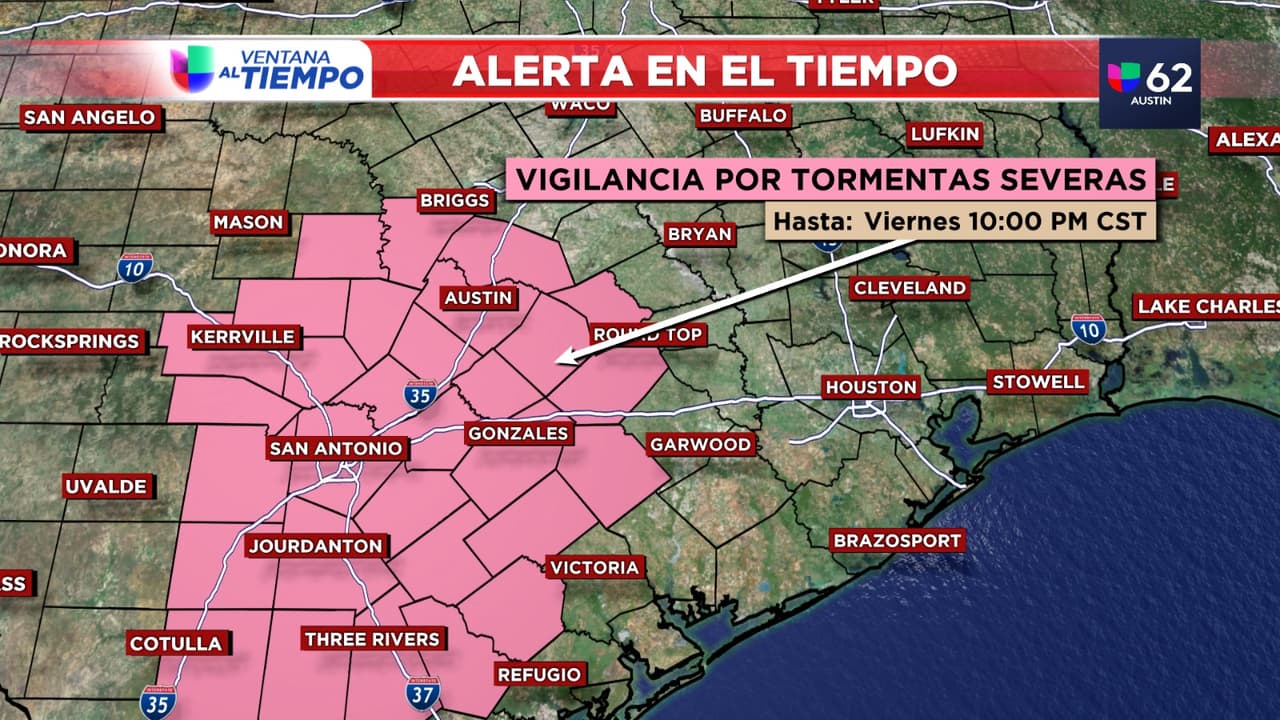 Emiten vigilancia de tormentas severas para el centro de Texas 