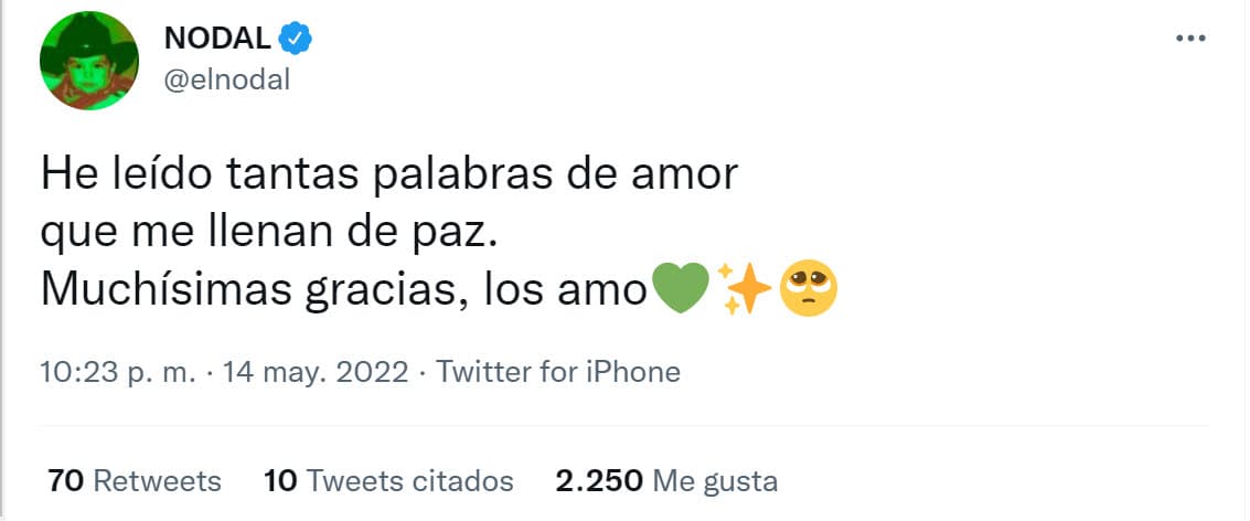 Ante esto, el joven les expresó su agradecimiento con este otro mensaje.
<br>