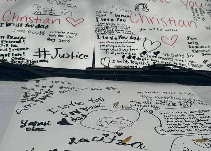 Mensajes de familiares y vecinos para recordar al hispano Christian Díaz.