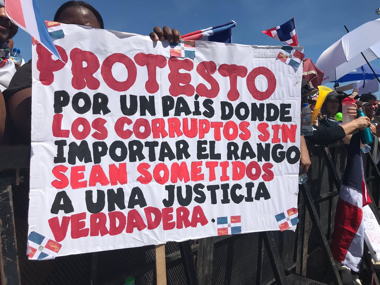 "Protesto por un país donde los corruptos sin importar el rango sean sometidos a una justicia verdadera"