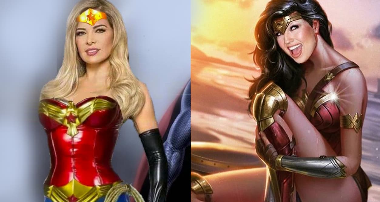 En pose de mujer maravilla.