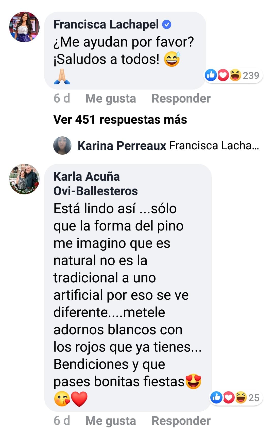 “Yo quiero que mi árbol se vea más bonito, qué ustedes creen, debería yo seguir poniendo adornos o en realidad ya el árbol está bien así”, preguntó la presentadora.