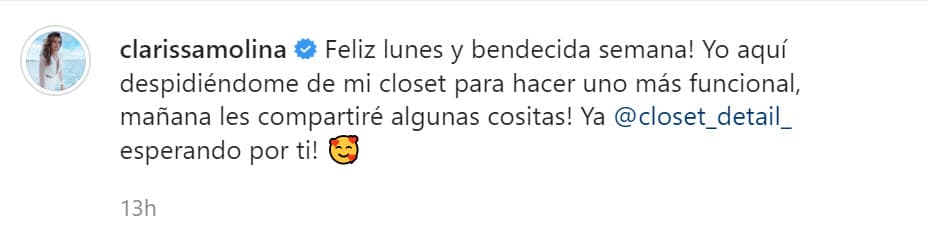 La exparticipante de
<b>Nuestra Belleza Latina </b>reveló que estaba
<b>"despidiéndose" de su armario</b> pues busca uno "más funcional".
<br>