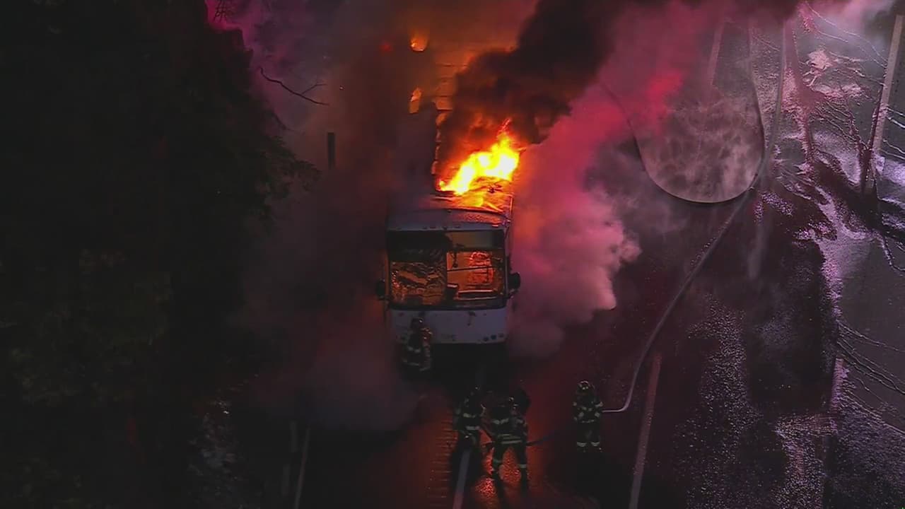 Testigos reportaron que las llamas envolvieron completamente el autobús mientras la policía cerraba el paso en el ramal este. El 
<b>fuego fue controlado poco después,</b> pero la densa humareda complicó la circulación.