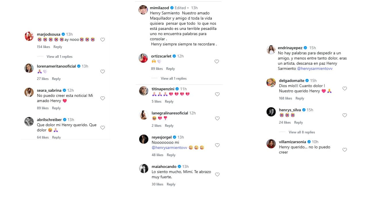 Los famosos lamentan la muerte del maquillista Henry Sarmiento.