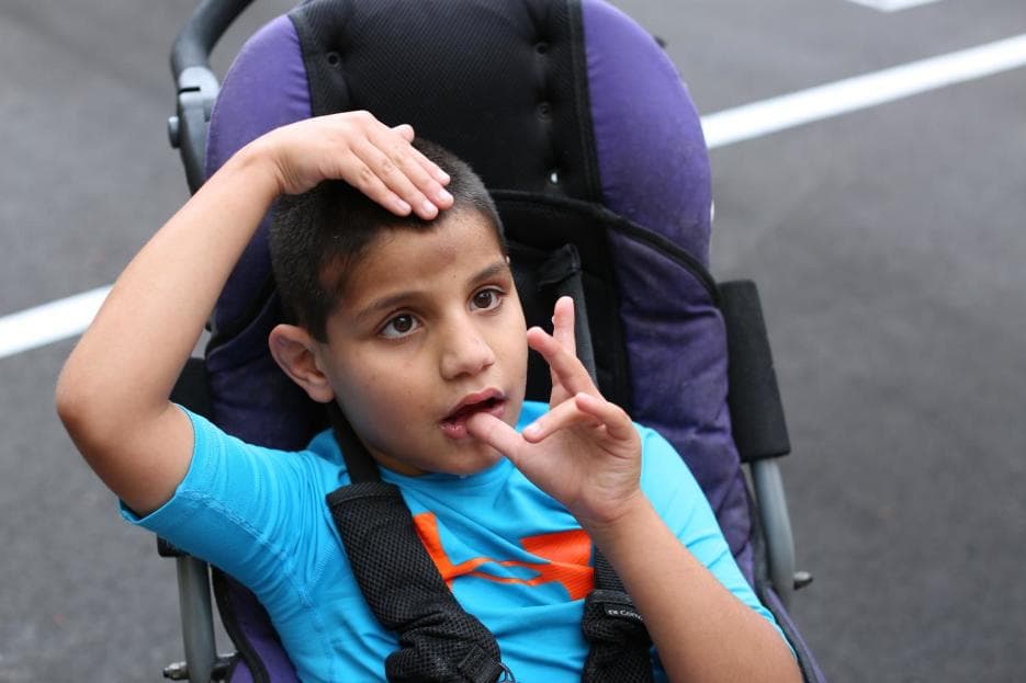 "I don't know what I would do without the programs I have now. Sometimes life puts you in a position where you need help," says Jason's father, Jeff Stein. In the picture: Jason in his wheelchair.