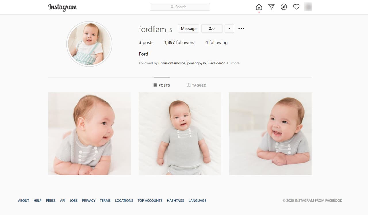 Poco tiempo después, aparecieron dos fotografías más del pequeño. Con solo unas horas de haberlo inaugurado, el primogénito de Pamela Silva ya había sumado casi 2,000 seguidores.