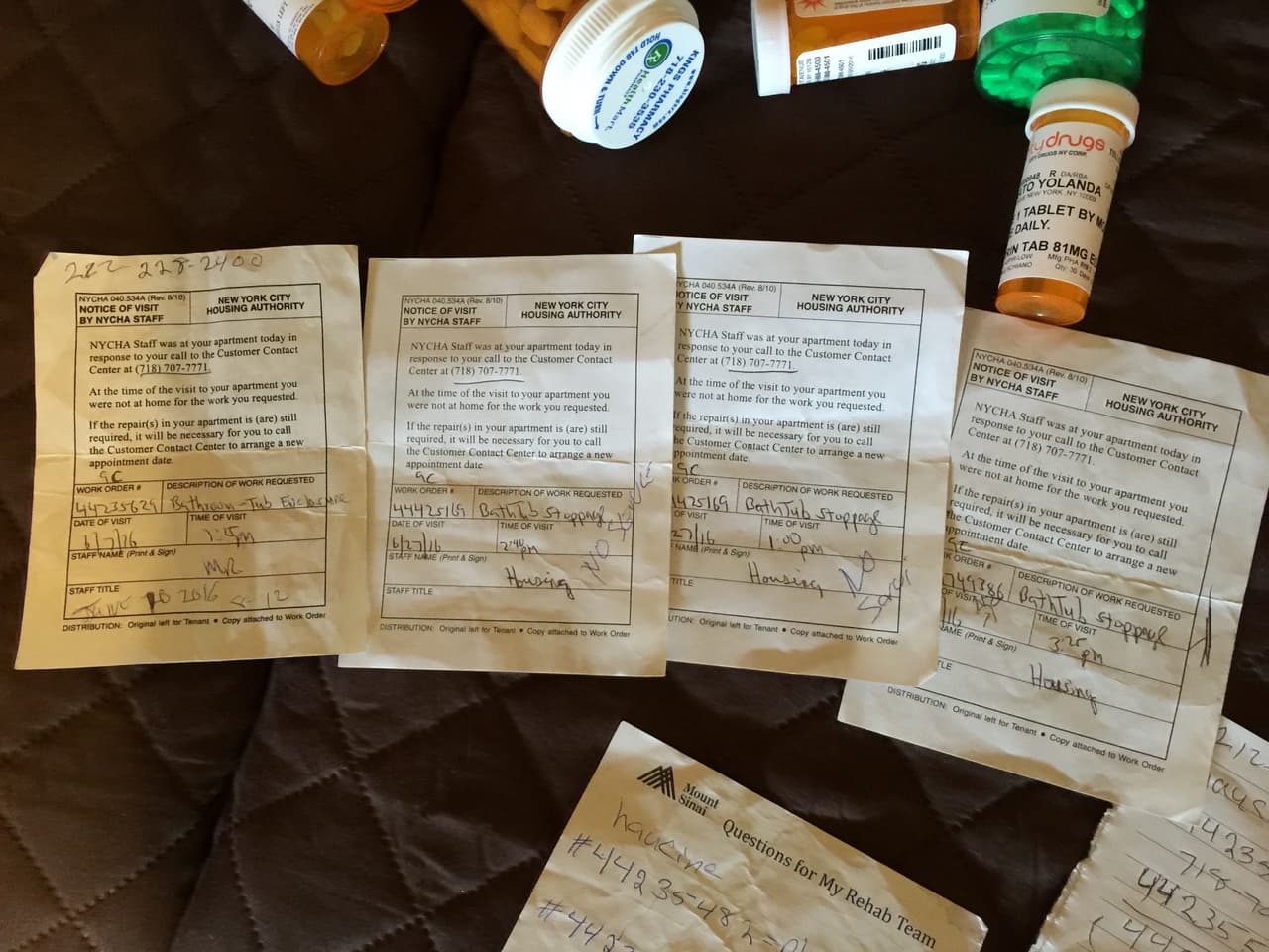 Parte del récord de peticiones de reparación que hizo Yolanda Donato