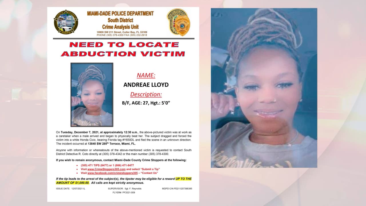 Buscan a una mujer que fue golpeada y secuestrada de su trabajo en el suroeste de Miami-Dade