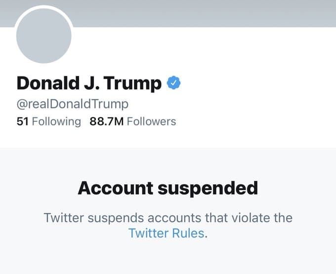 Así lucía la cuenta de Donald Trump después de Twitter se la cerró.