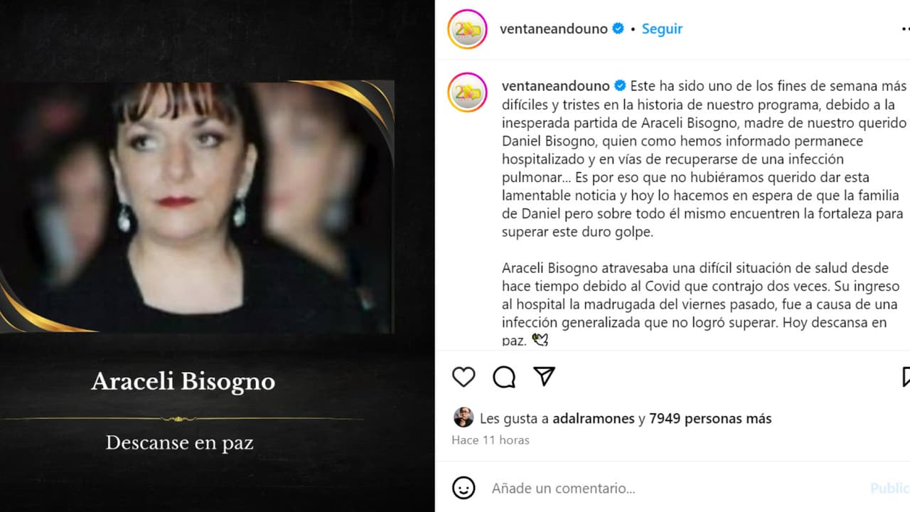 Este es el comunicado a través del cual se informó de qué murió la mamá de Daniel Bisogno.