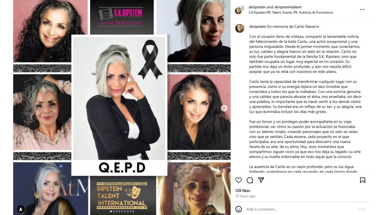 Comunicado de prensa sobre la muerte de Carilú Navarro.