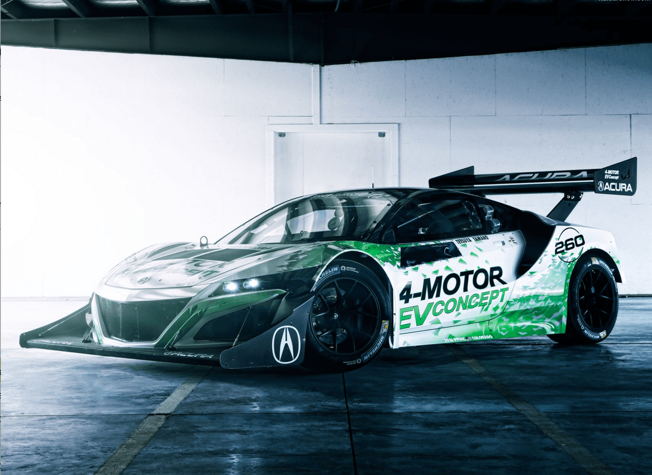 Acura NSX EV Concept cuenta con un tren motriz 100% eléctrico y tracción integral súper maniobrable experimental de 4 motores (SH-AWD por sus siglas en inglés) que permite la dotación independiente de torque a cada rueda.