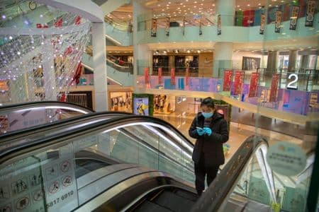 An empty mall in Beijing, China.