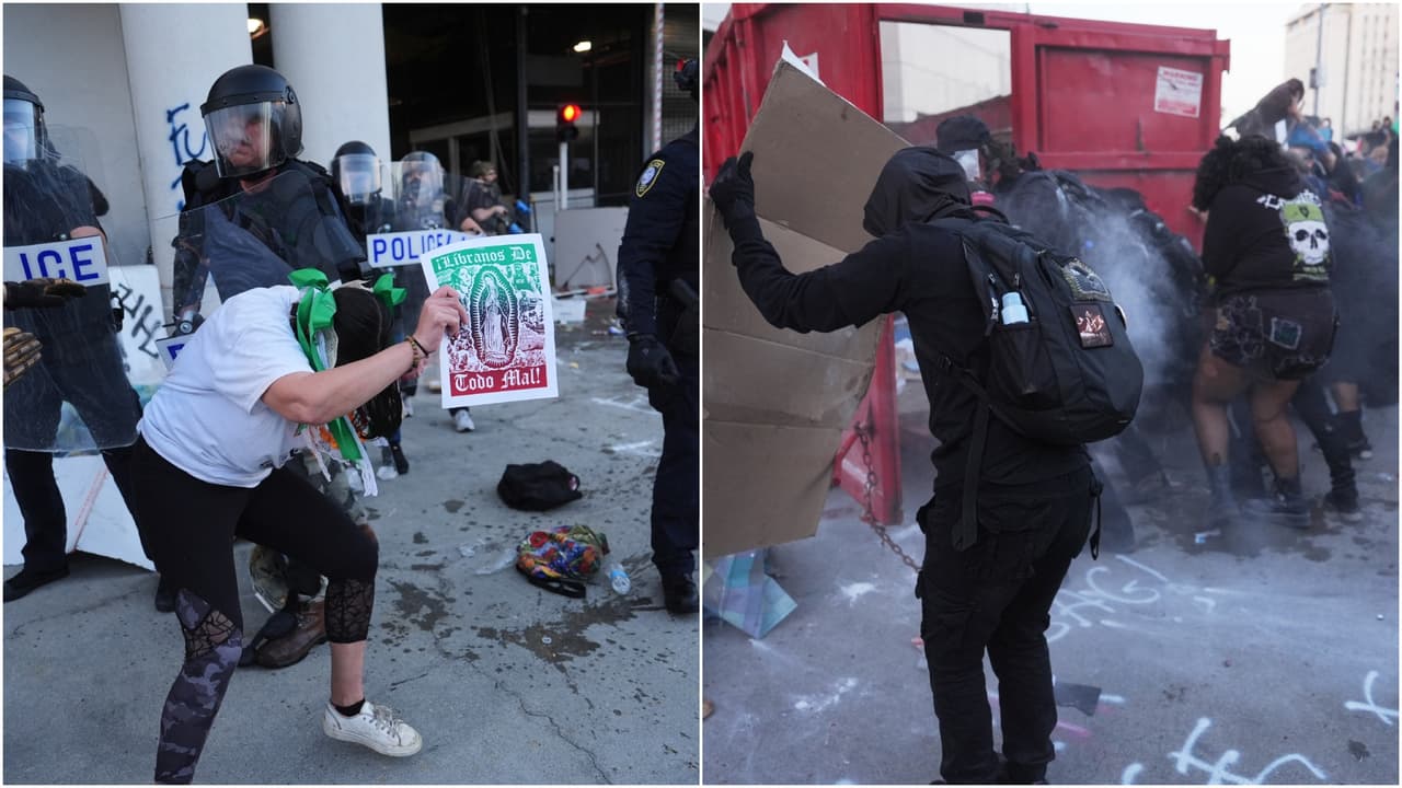 Protesta contra ICE en Los Ángeles termina en choques con policía y uso de gas pimienta
