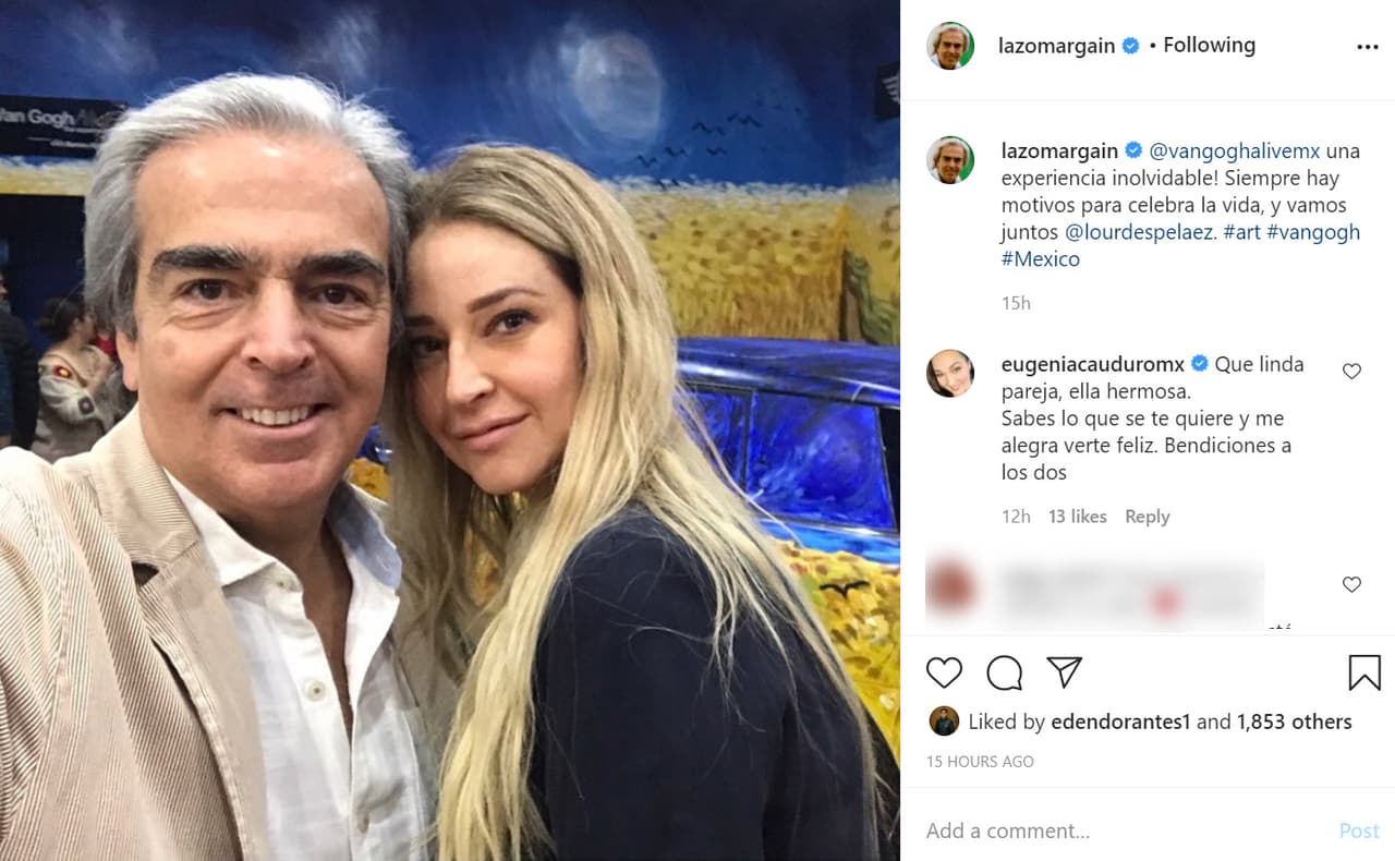 Pero este martes 17 de noviembre, Lorenzo Lazo publicó esta foto con Lourdes Peláez en lo que parece ser su reencuentro después de la larga cuarentena ya que ella reside en Guadalajara.
<br>