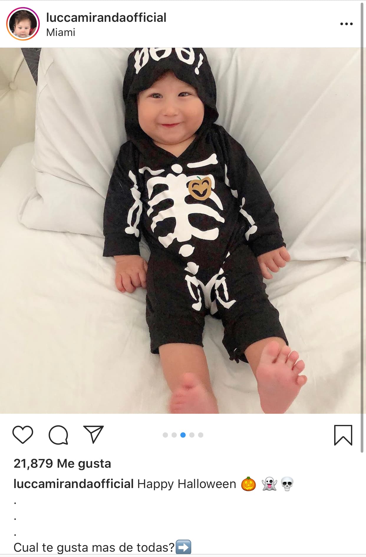 Otro que festejó Halloween fue Lucca Miranda, hijo del cantante Chyno Miranda y la modelo Natasha Araos.