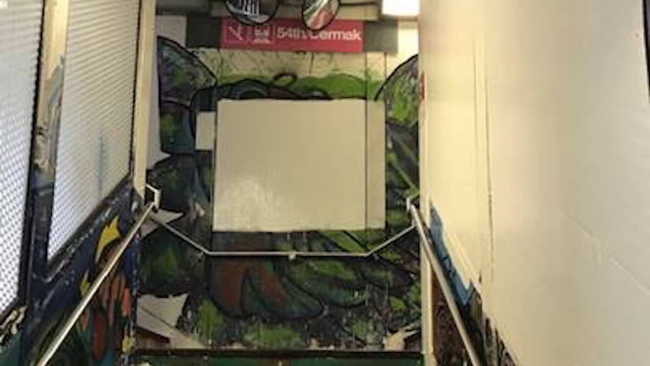 Murales blanqueados en estación de Pilsen.