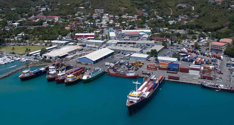 El muelle de carga de Port Purcell, en Tórtola, es el principal puerto de contenedores de las Islas Vírgenes Británicas.
