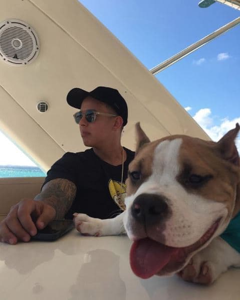 Tampoco viaja solo, 
<b>su perro Kaleb siempre está con él </b>en los paseos en yate.