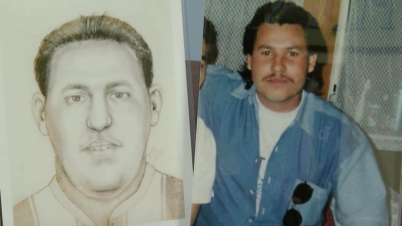 El retrato que lograron recrear de los restos hallados y al otro lado la fotografía de Martín Treviño, hombre desaparecido en Plano, Texas en 1997.