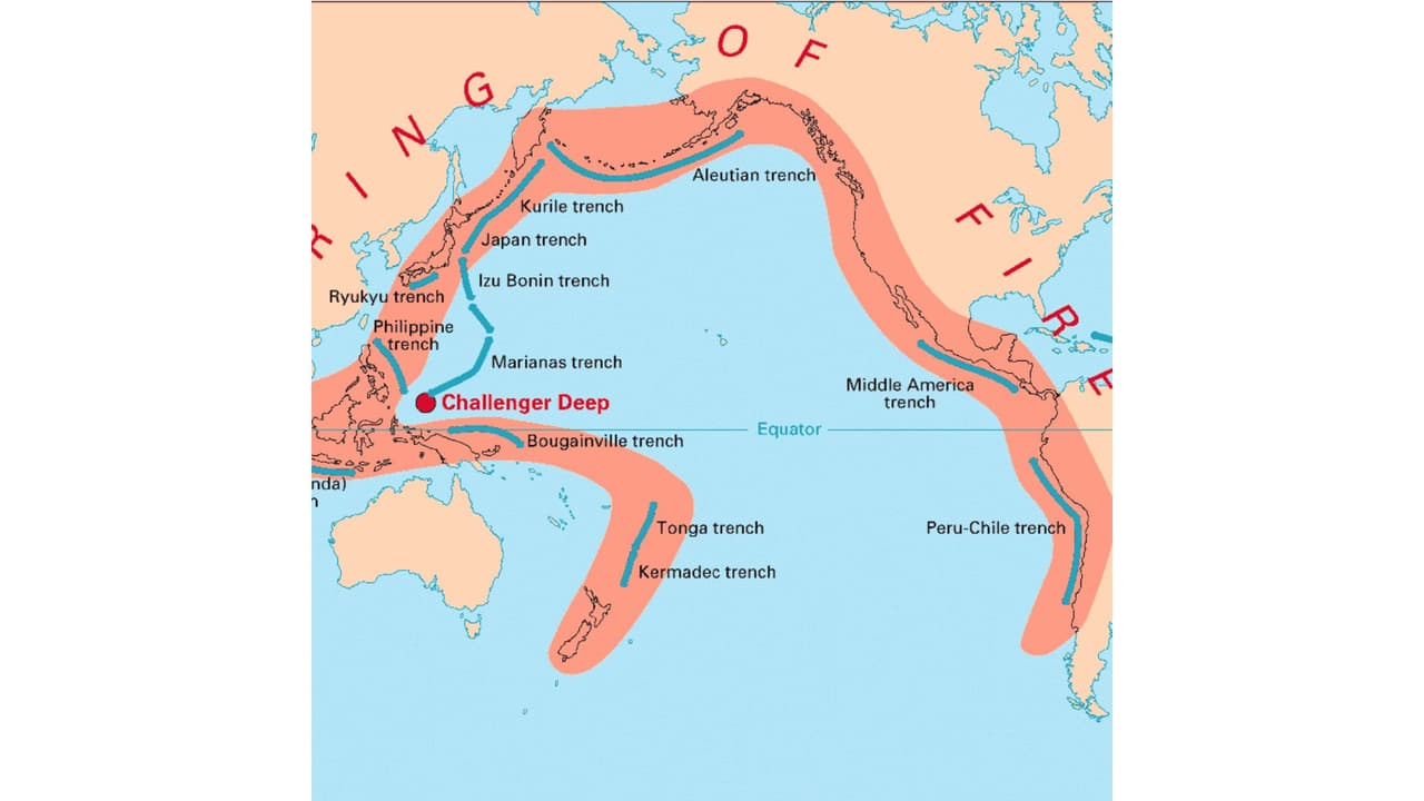 Mapa del Anillo de Fuego del Pacífico.